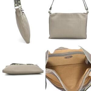 Fendi metallic gray silver leather crossbody bag shoulder Selleria